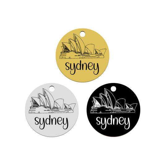 Sydney Opera House Laser marked Personalized pet name tag