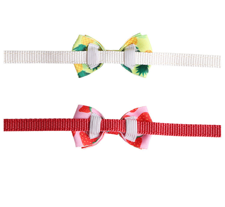 Bowknot Cat/Puppy Collar with Bell, Removable Bowtie, Breakaway safety buckle, Fruits