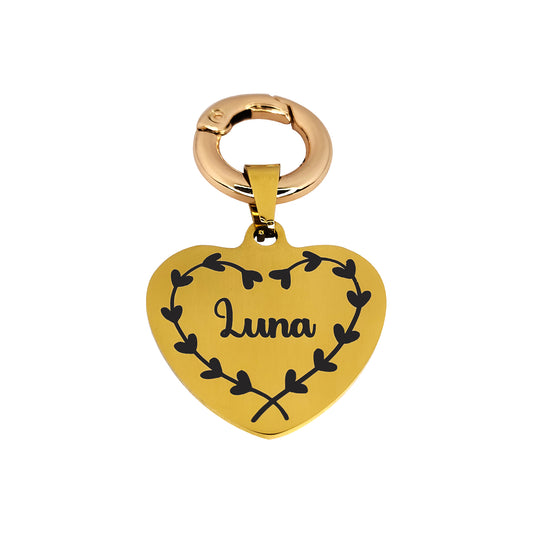 Heart shaped Pet ID tag Pet name tag Laser marked Personalized dog name tag Customized dog ID tag Cat name tag Cat ID Puppy Kitten Floral