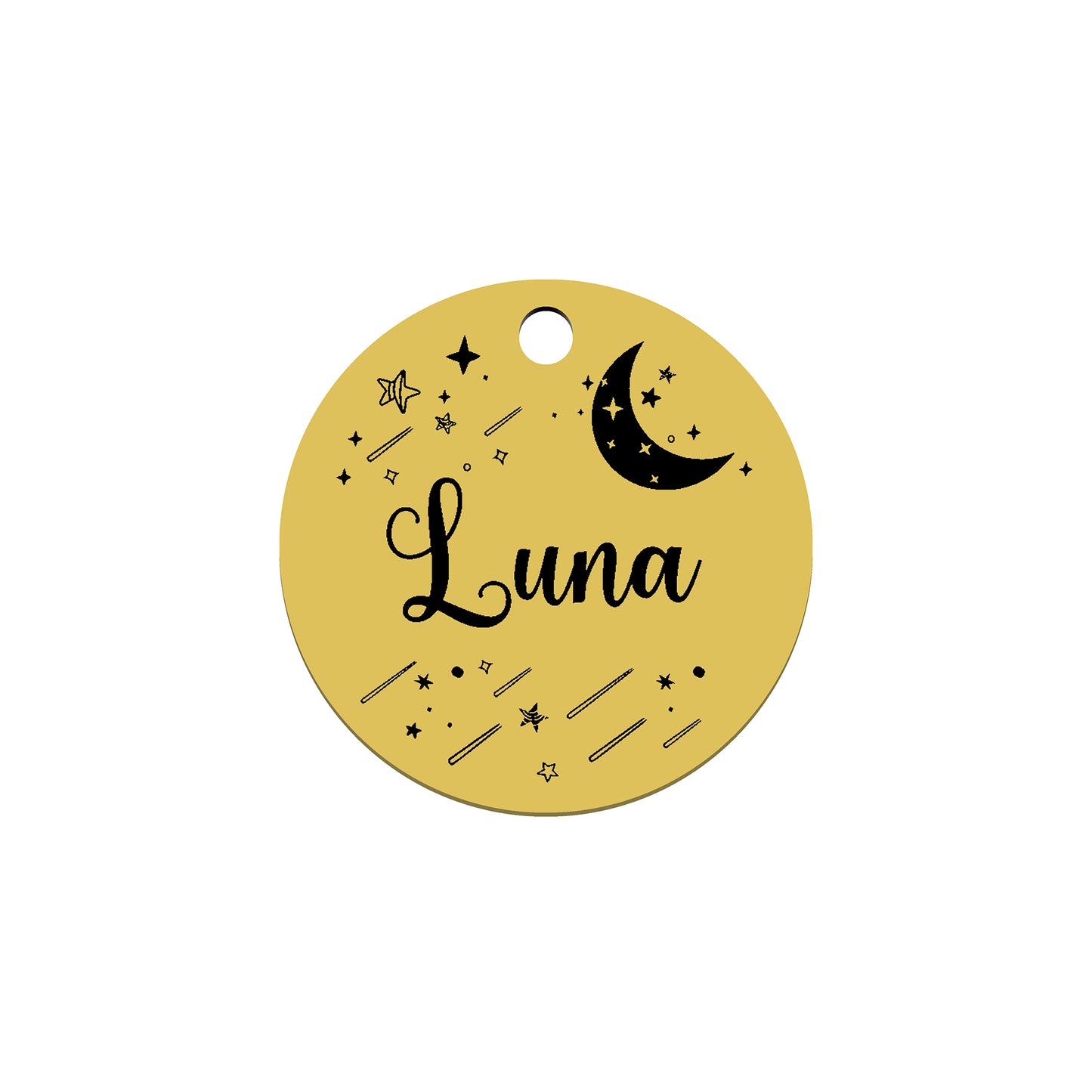 Pet ID tag Pet name tag Laser marked Personalized dog name tag Customized dog ID tag Cat name tag Cat ID tag Puppy Kitten Universe Moon Luna