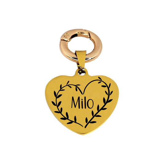 Heart shaped Pet ID tag Pet name tag Laser marked Personalized dog name tag Customized dog ID tag Cat name tag Cat ID Puppy Kitten Floral