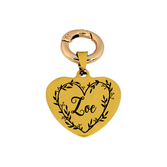 Heart shaped Pet ID tag Pet name tag Laser marked Personalized dog name tag Customized dog ID tag Cat name tag Cat ID Puppy Kitten Floral