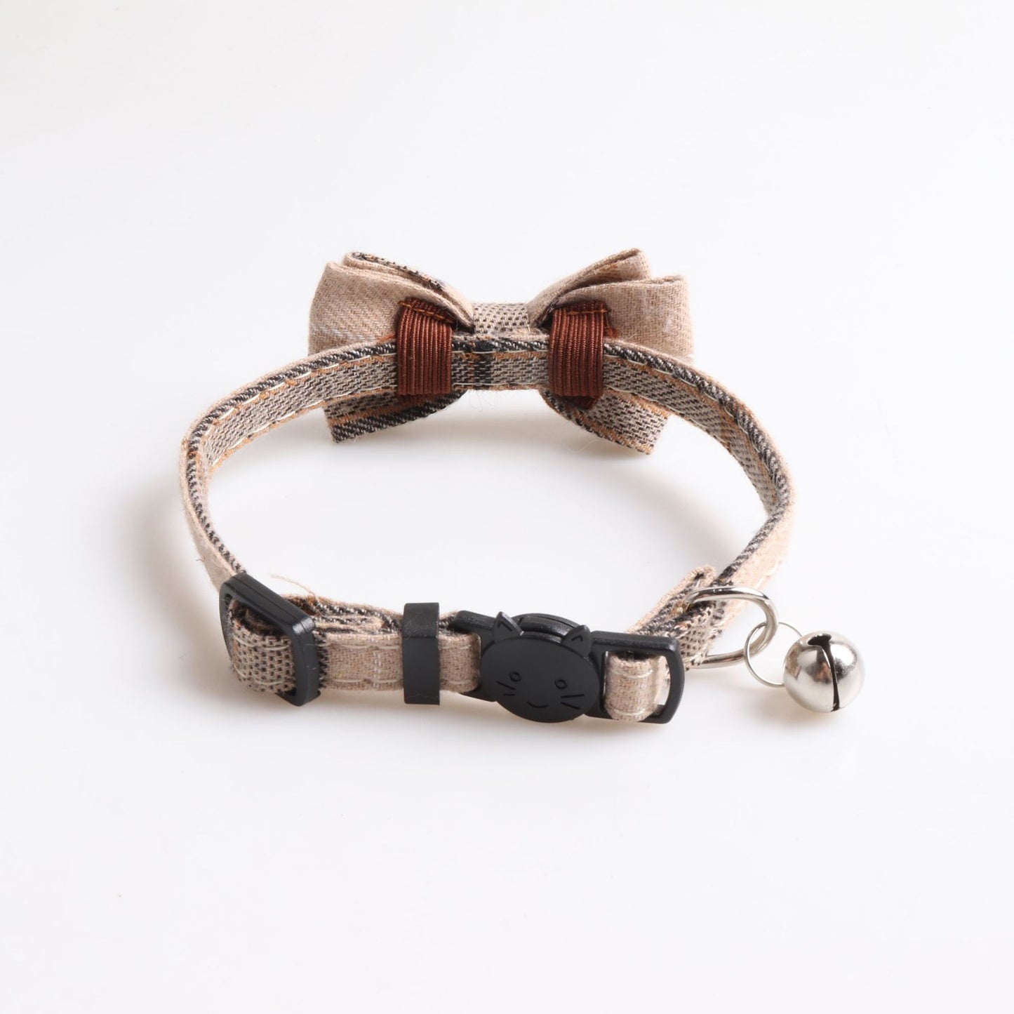 Bowknot Cat/Puppy Collar with Bell, Removable Bowtie, Breakaway safety buckle, Scottish Plaid Cotton Bow Tie